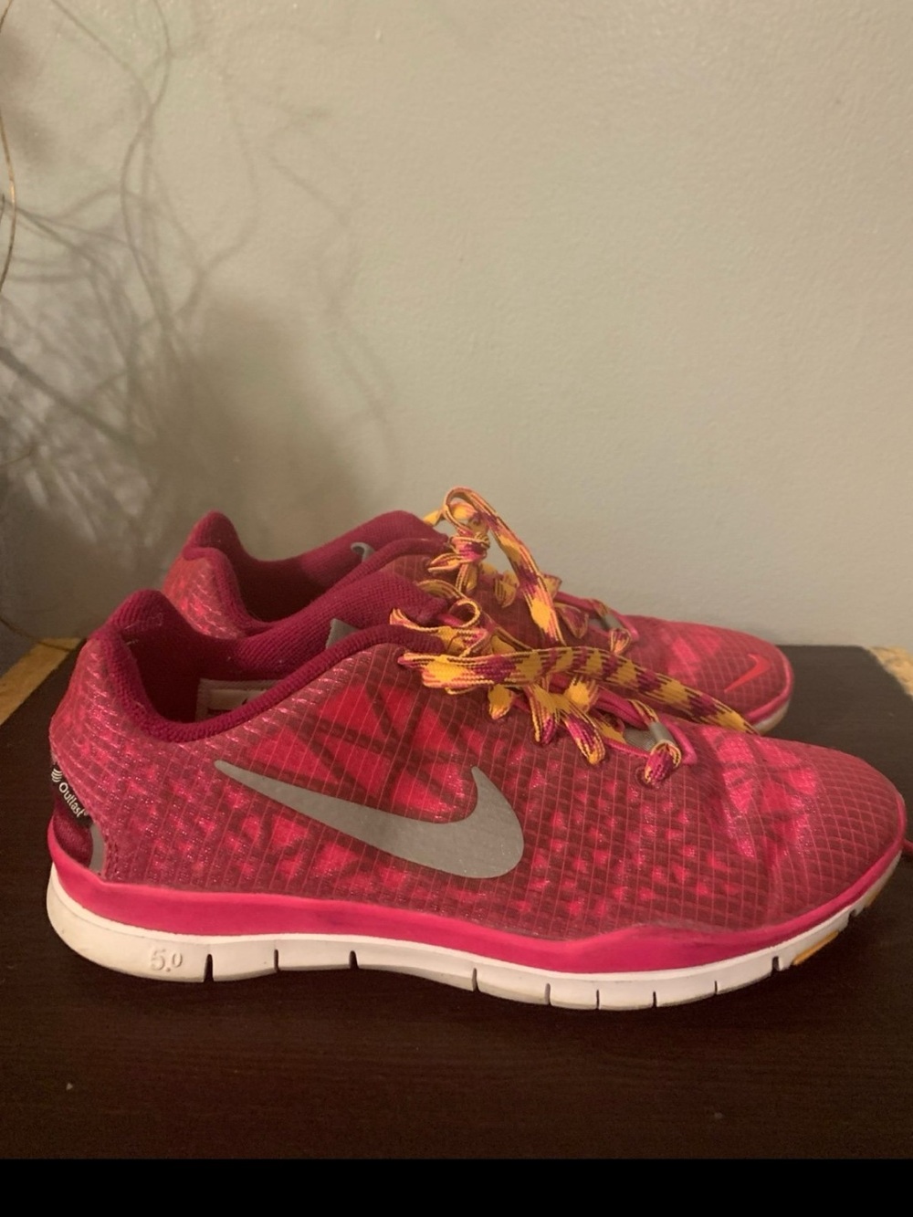 Nike Women’s Hot Pink Running Shoes with Yellow Laces